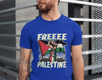Free Palestine Black T-shirt Design 2024
