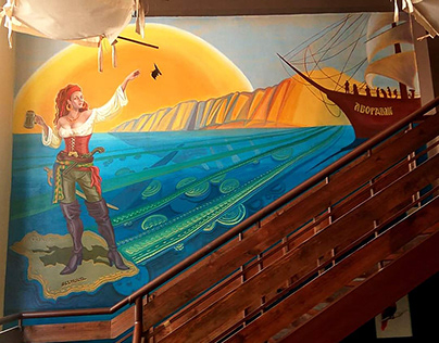 Mural: "ABORDAGE" - the Board Games Bar in Sofia