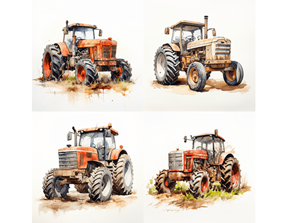 Tractor in Watercolors (Midjourney AI)