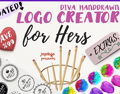 Diva Feminine Styled Up Logo Creator + Extras Hand Draw