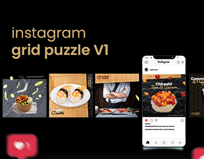 Instagram puzzle grid for sushi restaurant
