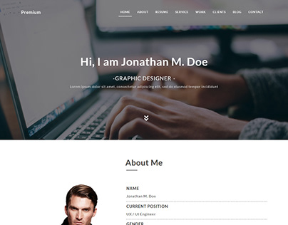 Premium Resume One Page HTML Template