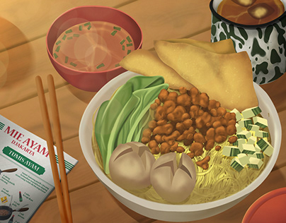 Mie Ayam Djakarta - Food Illustration