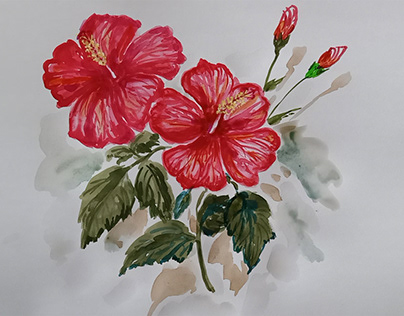 INDIAN Brush Painting Easy Draw Hibiscus Rose