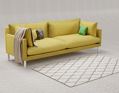 3D yellow sofa
