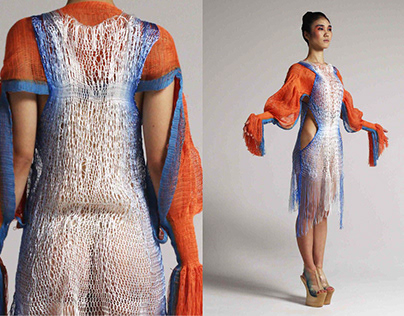 Hand weave textile ''RAORI'' Mysterious curve