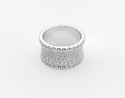 Video render of a ring studded with small diamonds
