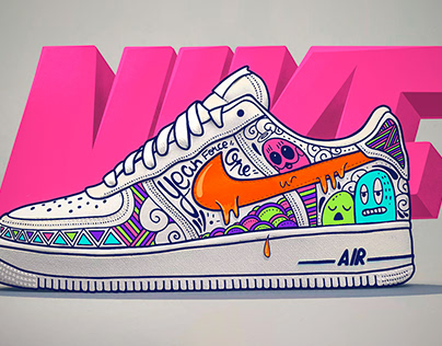 Procreate - Custom DOODLE Nike Air Force 1 - Doodle Art