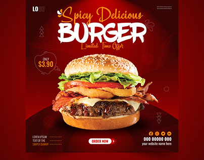 Burger Social Media Post or Banner Design