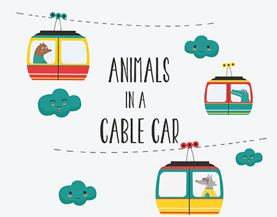 Cute animals in a cable car