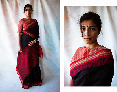 In her Mother's sari.
