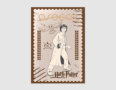 Дизайн марок в стиле рисунков Гарри Поттера