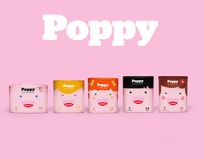 Poppy diapers - Packaging & brand identity