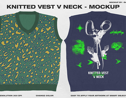 Knitted Vest V Neck - Mockup (1 free)