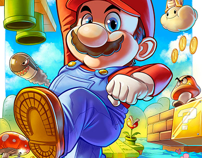 Digital Illustration fan art súper Mario Bros