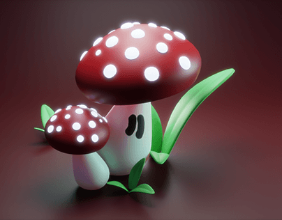 3D Mushroom and Leaves | Low Poly | Blender 3D
