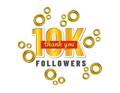 Golden 10k Followers With Thank You Vector Illustration