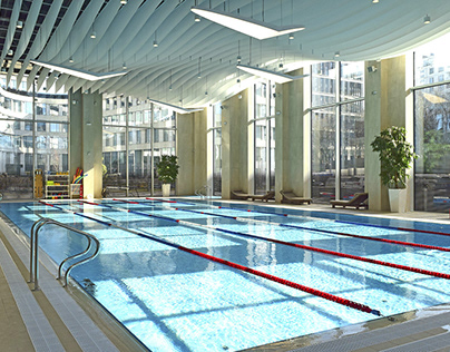 Бумажный потолок для бассейна фитнес-клуба World Сlass