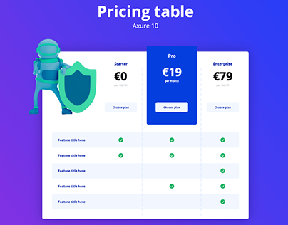 Pricing table for Axure RP