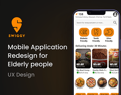 Swiggy App Redesign for Elderly Citizens | UX Design