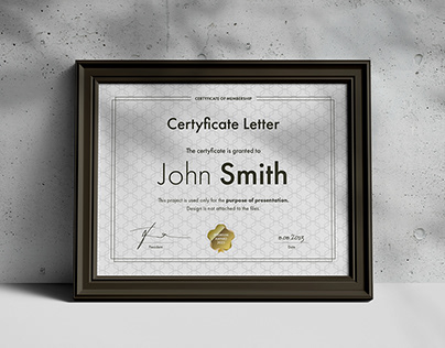 Horizontal Letter Certificate Mock-up