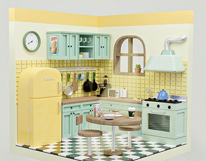 3D Artwork_ Isometric kitchen