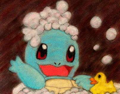 Squirtle in a bubble bath