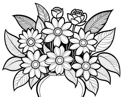 Vase of Flowers Coloring Page Design
