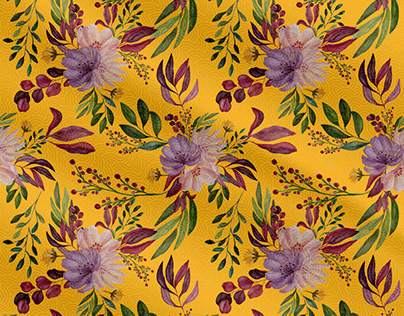 Summer watercolor botanical floral pattern