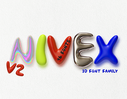 NIVEX V2. 3D OTF SVG Font Realistic.