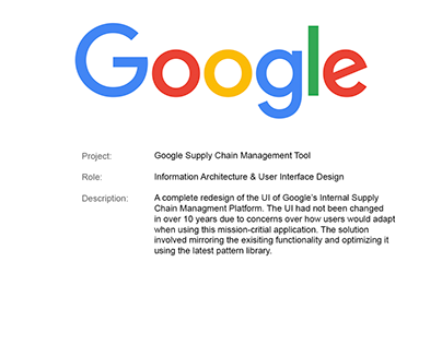 Google - Supply Chain Management Platform