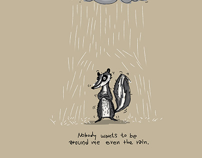 skunk and the rain