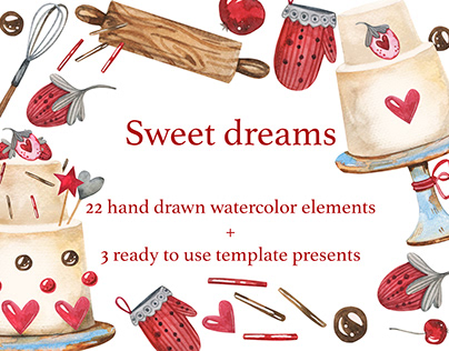 Cut sweet pastry watercolor clipart