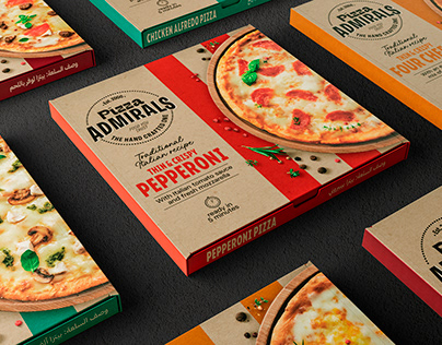 Packaging and identity for pizza Admirals