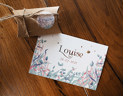 Australian Floral Birth Announcement & labels Louise