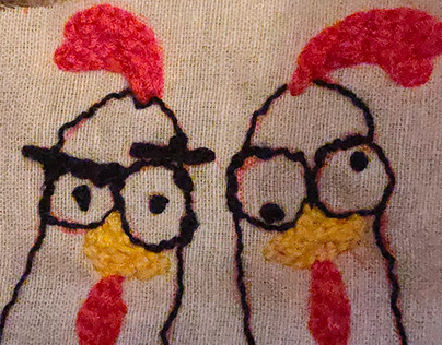 Chicken "Every frame of these is embroider by hand"
