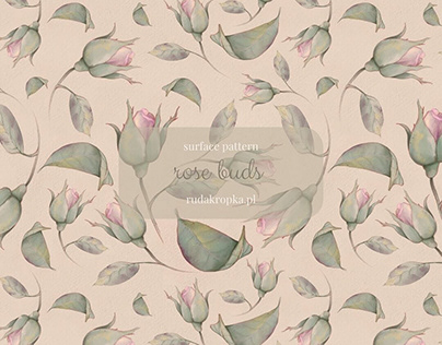 rose buds surface pattern design for textile/stationery