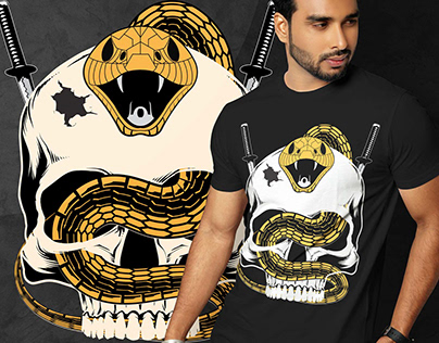 HALLOWEEN T SHIRT DESIGN WITH SKULL AND SNAKE