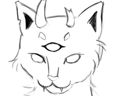 Demon cat, digital sketch