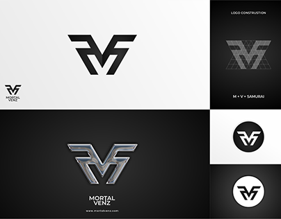 Black Modern Monogram Mortal Venz Logo