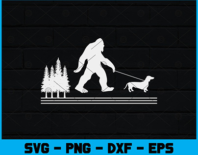 Bigfoot Walking Dachshund Funny Wiener Dog Svg File
