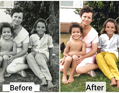 Colorization of a black and white photograph.