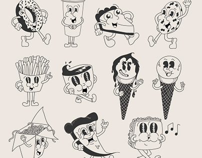 Retro Food Character Design