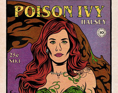 halsey as poison ivy vintage comic style artwork