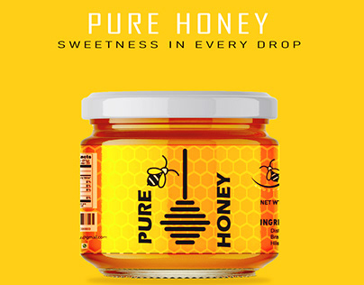 pure honey label desgin