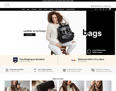 Leather Bags Shopify Website Design, Shopify Store