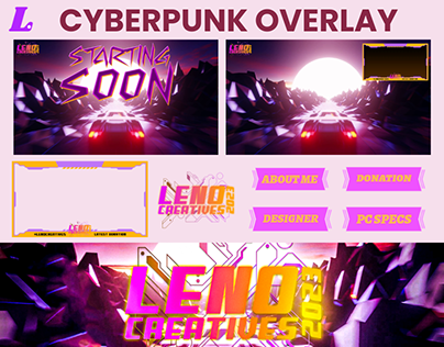 Cyberpunk Twitch Overlay Animated Stream Pack