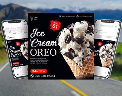 Ice cream Social Media Banner Design