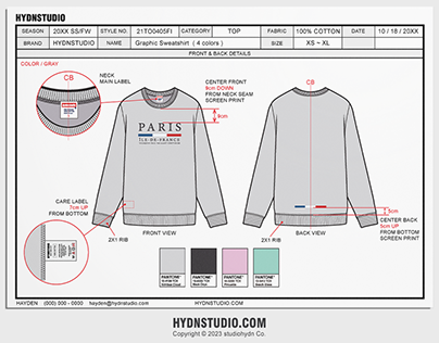 Complete Sweatshirt Reference Tech Pack Template