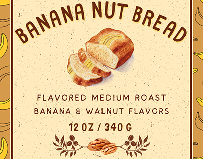 Banana Nut Bread flavored coffee label